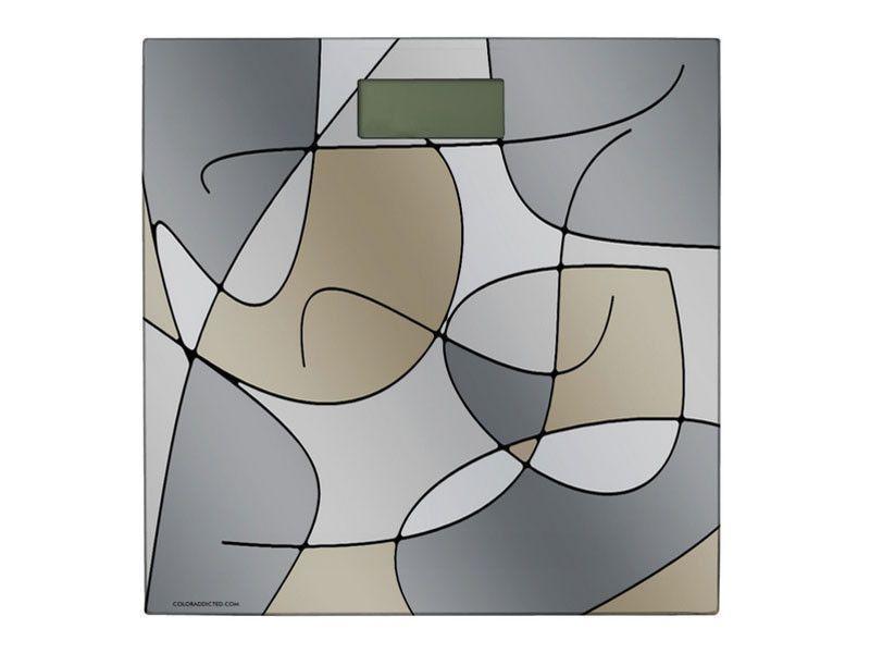 Bathroom Scales-ABSTRACT CURVES #1 Bathroom Scales-Grays &amp; Beiges-from COLORADDICTED.COM-