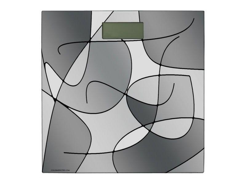 Bathroom Scales-ABSTRACT CURVES #1 Bathroom Scales-Grays &amp; White-from COLORADDICTED.COM-