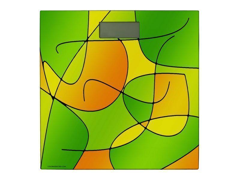 Bathroom Scales-ABSTRACT CURVES #1 Bathroom Scales-Greens, Oranges &amp; Yellows-from COLORADDICTED.COM-