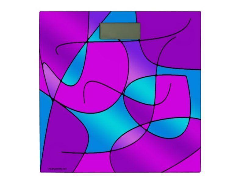 Bathroom Scales-ABSTRACT CURVES #1 Bathroom Scales-Purples, Fuchsias, Magentas &amp; Turquoises-from COLORADDICTED.COM-