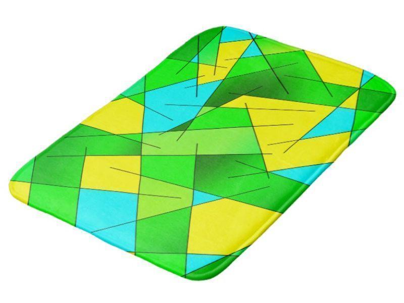 Bath Mats-ABSTRACT LINES #1 Bath Mats-Greens, Yellows & Light Blues-from COLORADDICTED.COM-