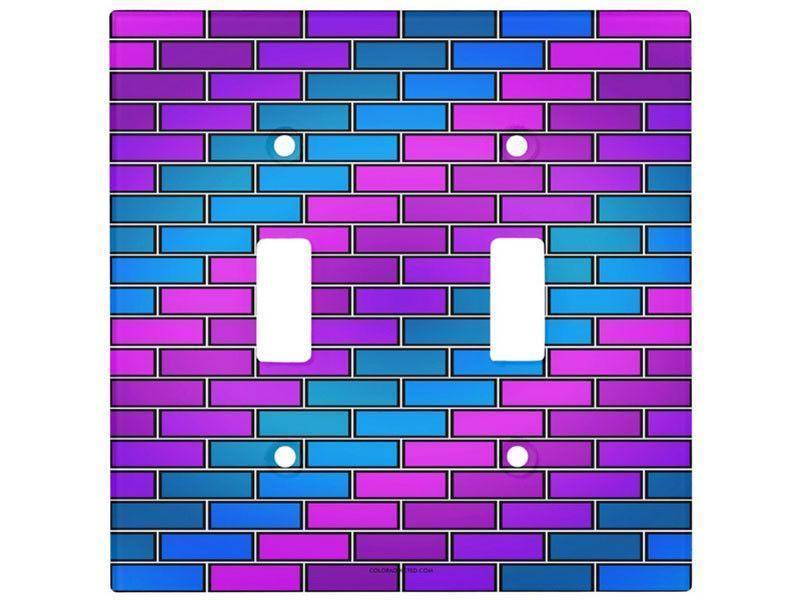 Toggle Light Switch Covers-BRICK WALL #2 Single, Double &amp; Triple-Toggle Light Switch Covers-Purples &amp; Violets &amp; Fuchsias &amp; Turquoises-from COLORADDICTED.COM-