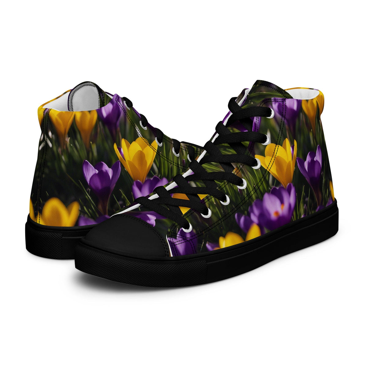 Women&#39;s &amp; Girls&#39; High-Top Sneakers-YELLOW &amp; PURPLE CROCUSES Women’s &amp; Girls&#39; High-Top Sneakers-Black-from COLORADDICTED.COM-1638100_17467-