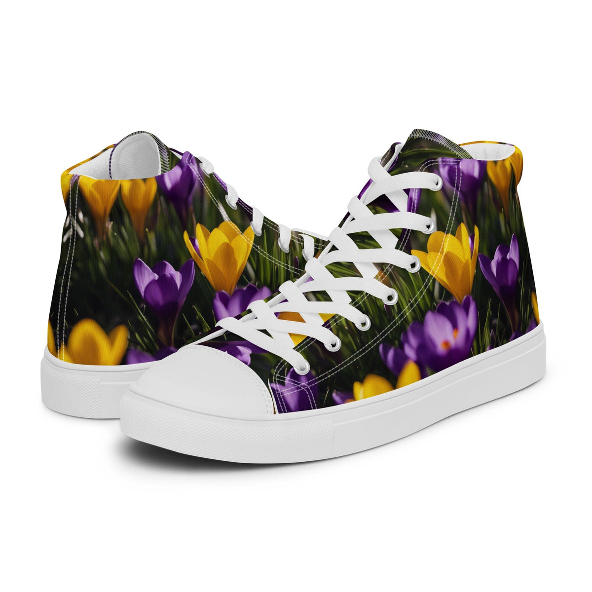 Women&#39;s &amp; Girls&#39; High-Top Sneakers-YELLOW &amp; PURPLE CROCUSES Women’s &amp; Girls&#39; High-Top Sneakers-White-from COLORADDICTED.COM-1638100_13223-