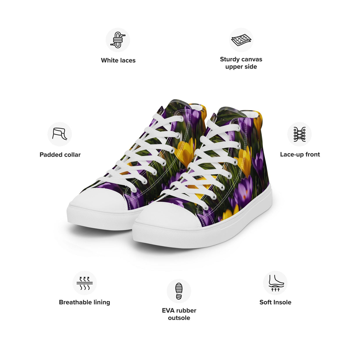 Women&#39;s &amp; Girls&#39; High-Top Sneakers-YELLOW &amp; PURPLE CROCUSES Women’s &amp; Girls&#39; High-Top Sneakers-from COLORADDICTED.COM-