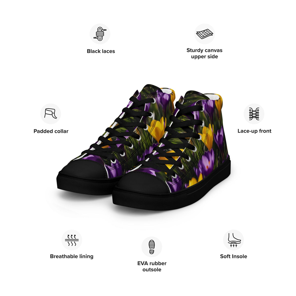 Women&#39;s &amp; Girls&#39; High-Top Sneakers-YELLOW &amp; PURPLE CROCUSES Women’s &amp; Girls&#39; High-Top Sneakers-from COLORADDICTED.COM-