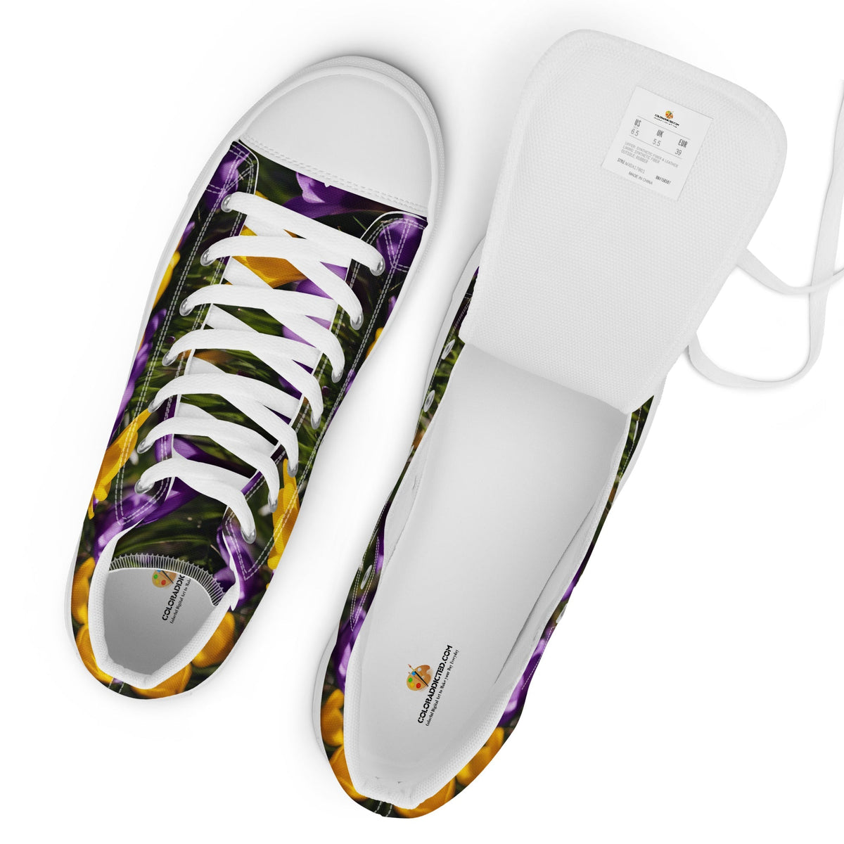 Women&#39;s &amp; Girls&#39; High-Top Sneakers-YELLOW &amp; PURPLE CROCUSES Women’s &amp; Girls&#39; High-Top Sneakers-from COLORADDICTED.COM-